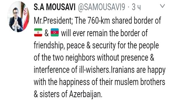 واکنش سفیر ایران به توئیت های رئیس جمهوری آذربایجان