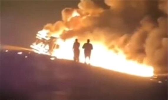 انفجار تانکر سوخت در جاده اهواز - شوش