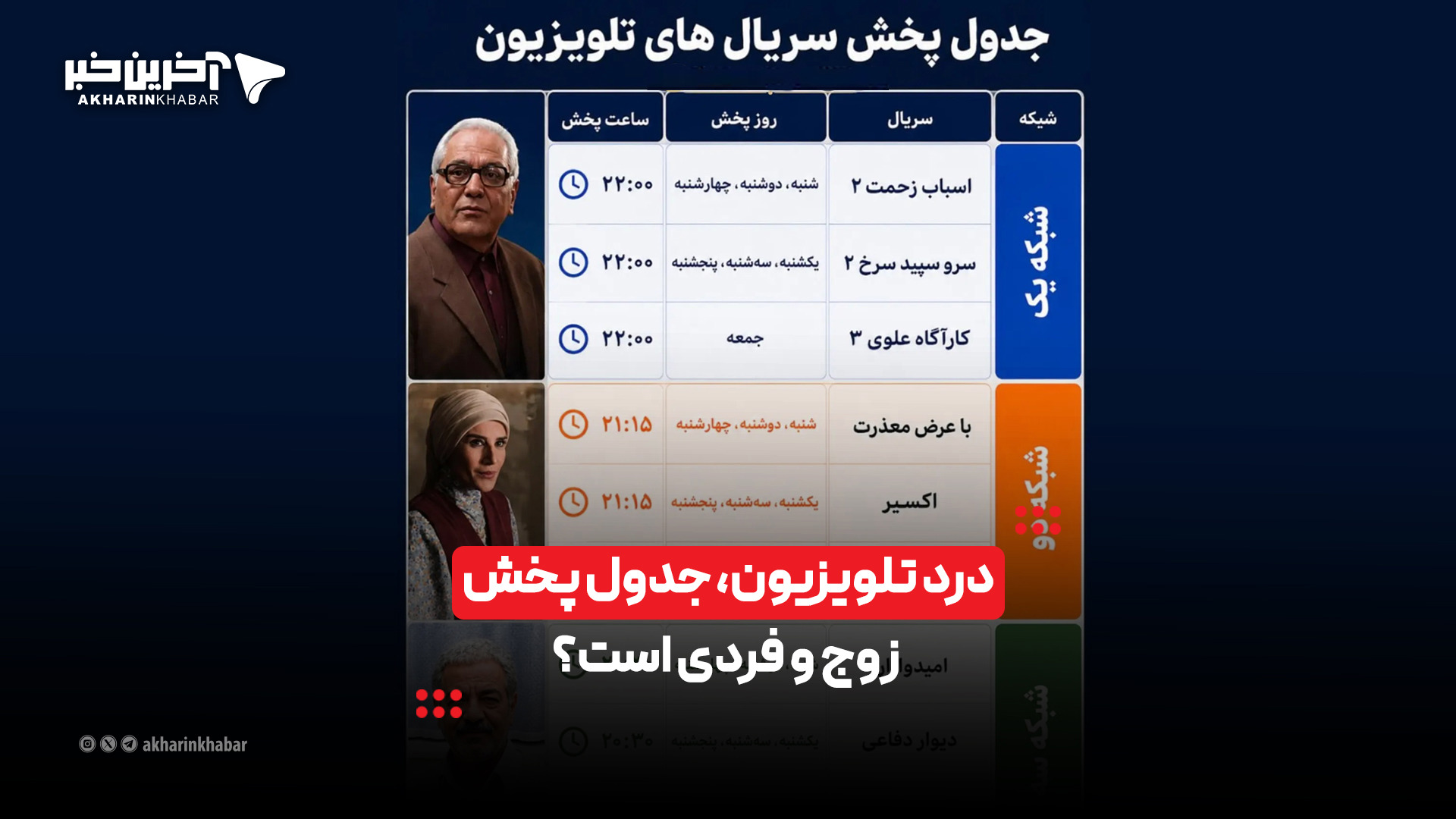 درد تلویزیون جدول پخش زوج و فردی است؟